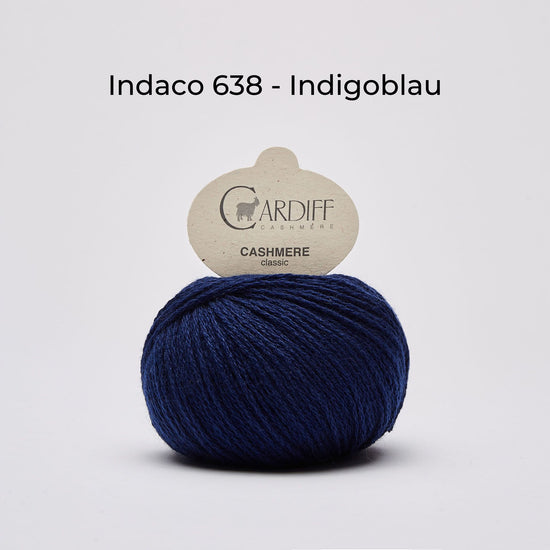 Wollknäuel Kaschmirwolle von Cardiff Cashmere Classic, Farbe Indigoblau 638