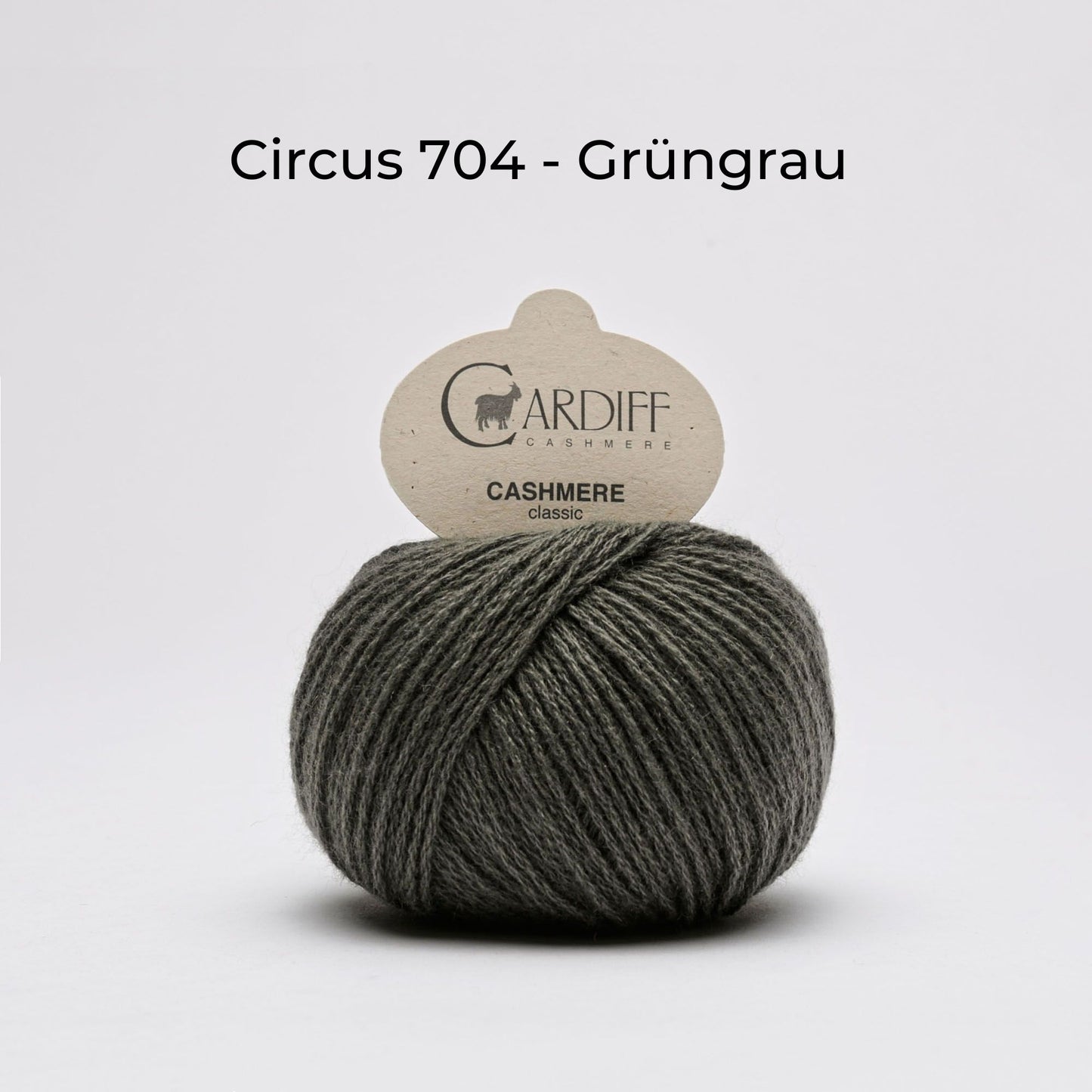 Wollknäuel, Cardiff Cashmere Classic, Farbe Circus 704, Grüngrau