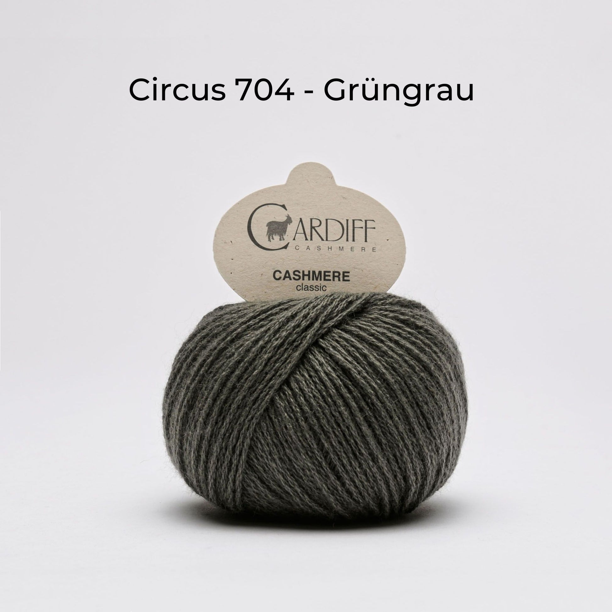 Wollknäuel, Cardiff Cashmere Classic, Farbe Circus 704, Grüngrau