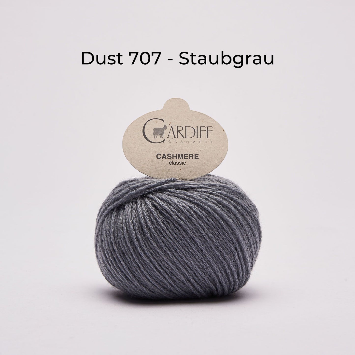 Wollknäuel, Cardiff Cashmere Classic, Farbe Dust 707, Staubgrau