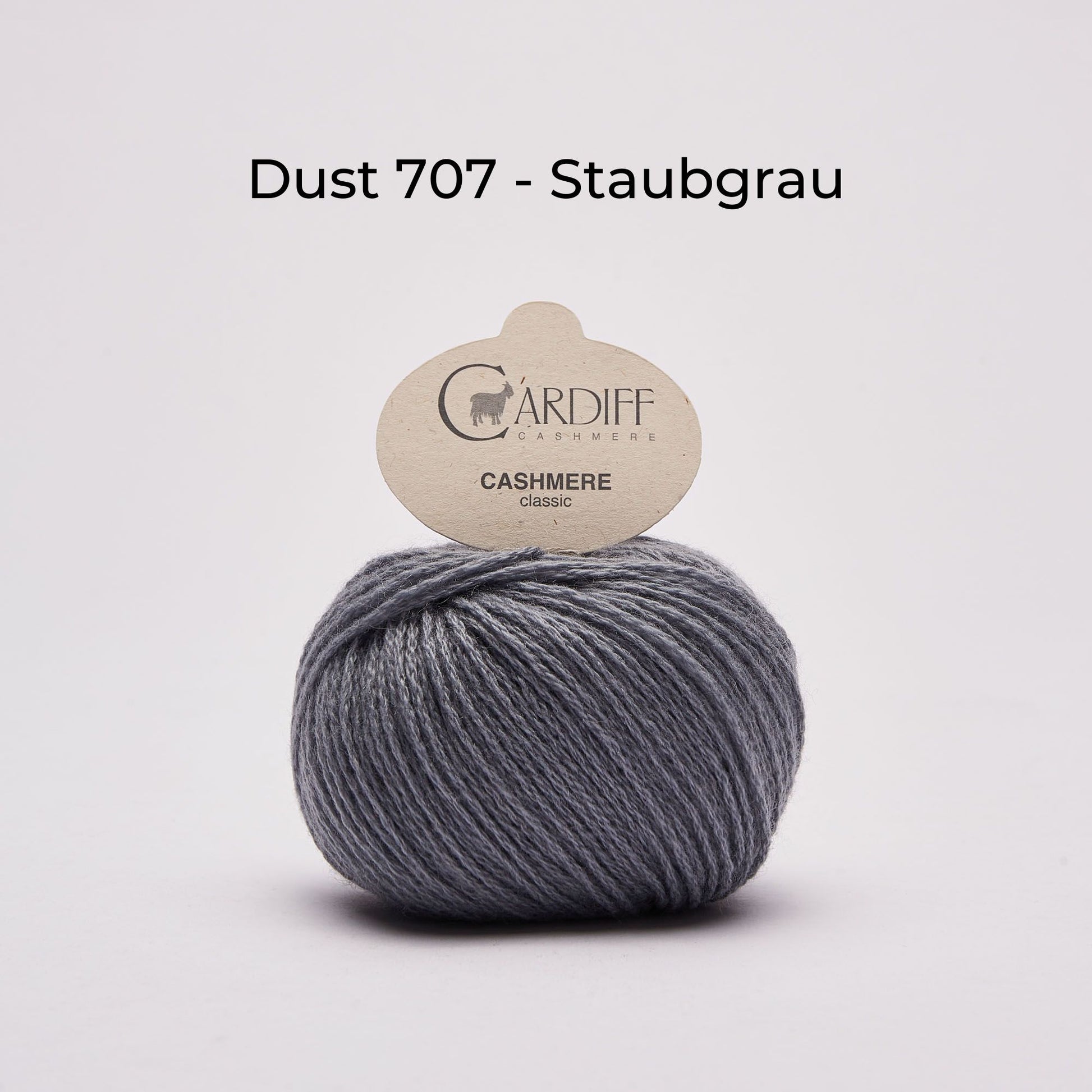 Wollknäuel, Cardiff Cashmere Classic, Farbe Dust 707, Staubgrau