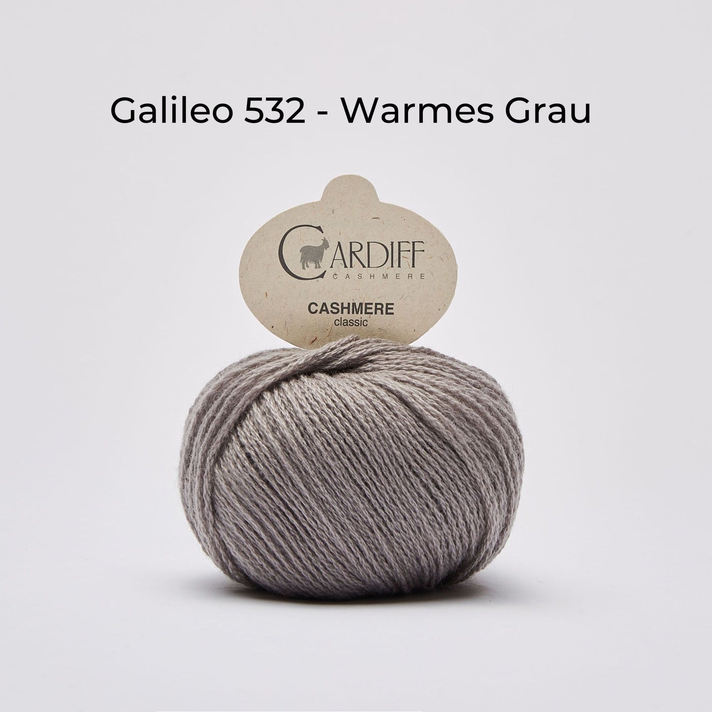 Wollknäuel, Cardiff Cashmere Classic, Farbe Galileo 532, warmes Grau