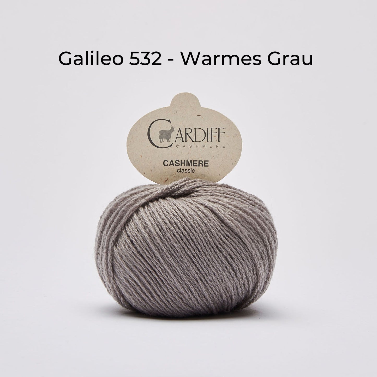 Wollknäuel, Cardiff Cashmere Classic, Farbe Galileo 532, warmes Grau