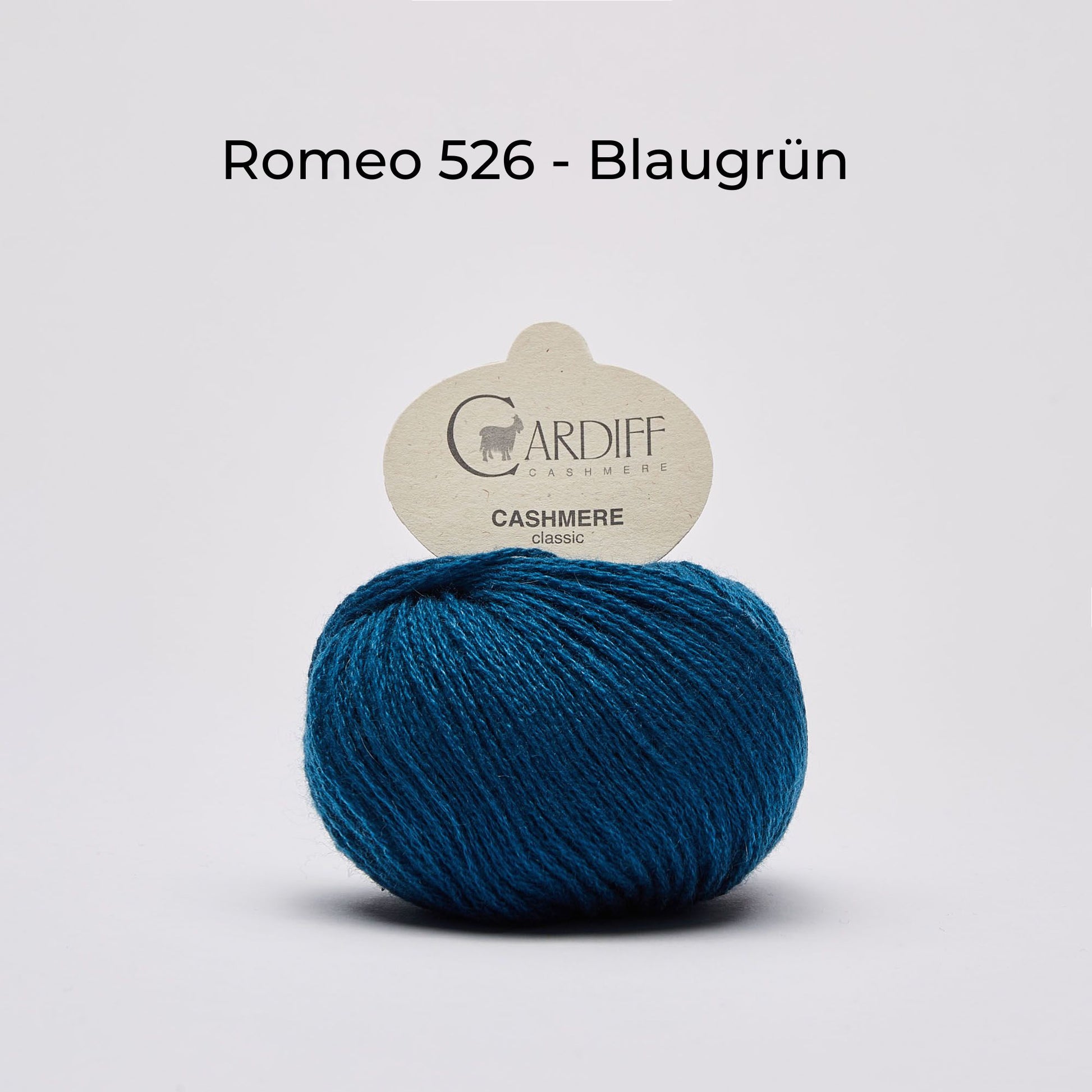 Wollknäuel, Cardiff Cashmere Classic, Farbe Romeo 526, Blaugrün