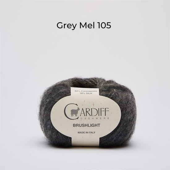 Wollknäuel Kaschmirwolle von Cardiff Brushlight, Farbe Anthrazit, Grey Mel 105