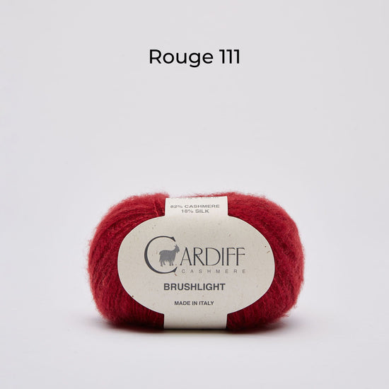 Wollknäuel Kaschmirwolle von Cardiff Brushlight, Farbe Rot, Rouge 111