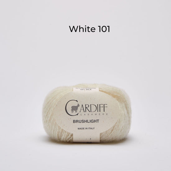 Wollknäuel Kaschmirwolle von Cardiff Brushlight, Farbe white 101