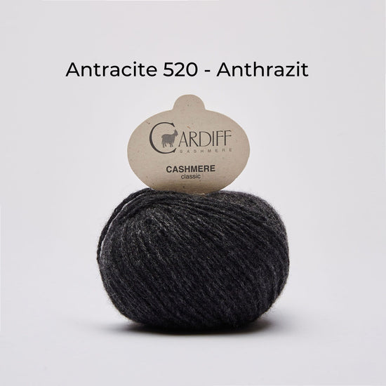 Wollknäuel Kaschmirwolle von Cardiff Cashmere Classic, Farbe Anthrazitgrau 520