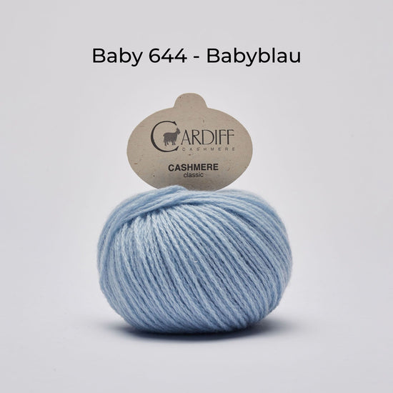 Wollknäuel Kaschmirwolle von Cardiff Cashmere Classic, Farbe Babyblau 644