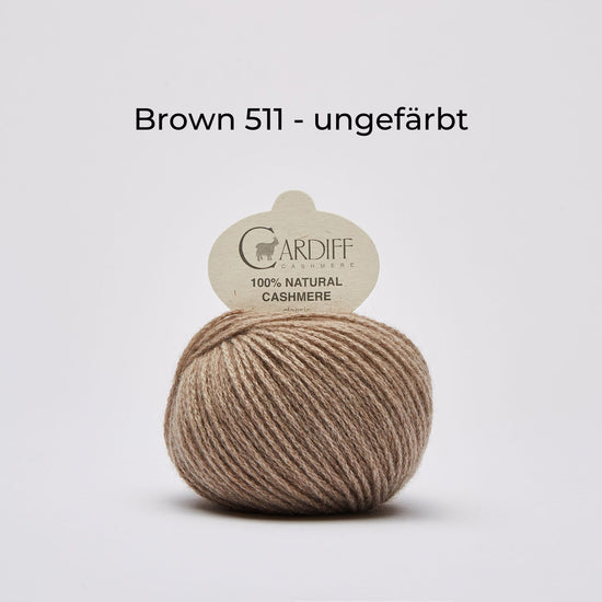 Wollknäuel, Cardiff Cashmere Classic, Farbe Brown 511, taupefarben