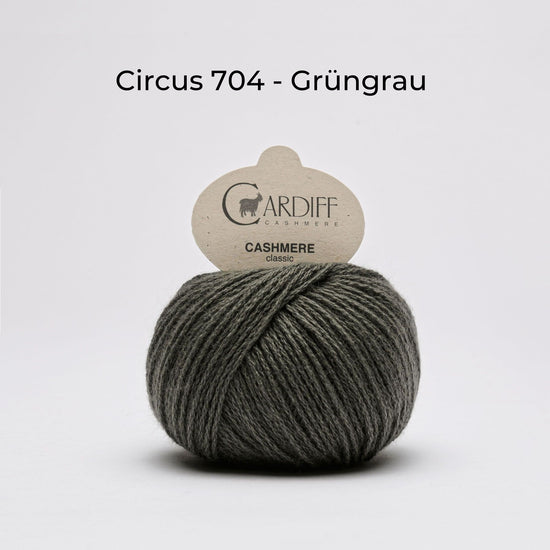 Wollknäuel Kaschmirwolle von Cardiff Cashmere Classic, Farbe Grüngrau 704