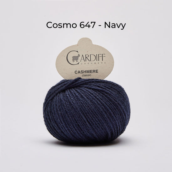 Wollknäuel Kaschmirwolle von Cardiff Cashmere Classic, Farbe Navy 647