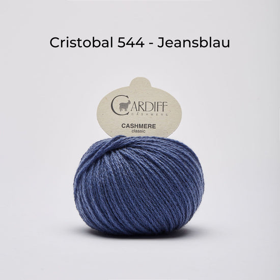 Wollknäuel Kaschmirwolle von Cardiff Cashmere Classic, Farbe Jeansblau 544