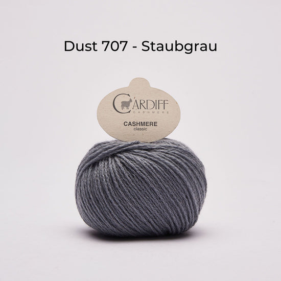 Wollknäuel Kaschmirwolle von Cardiff Cashmere Classic, Farbe Staubgrau 707
