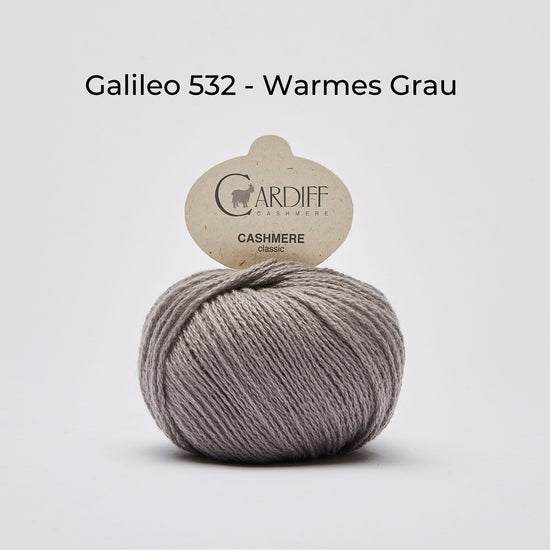 Wollknäuel Kaschmirwolle von Cardiff Cashmere Classic, Farbe warmes Grau 532