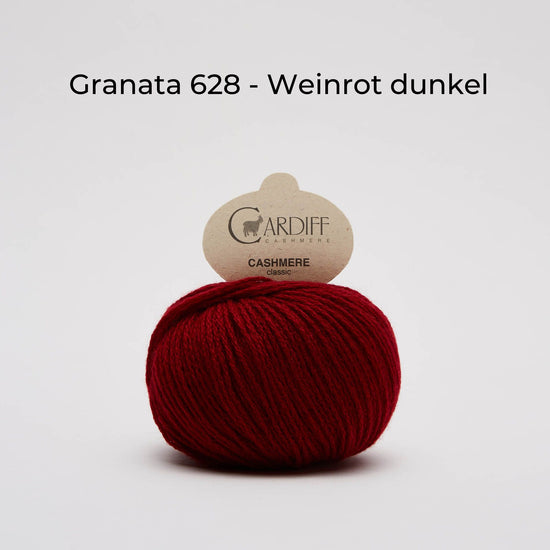 Wollknäuel Kaschmirwolle von Cardiff Cashmere Classic, Farbe Weinrot 628