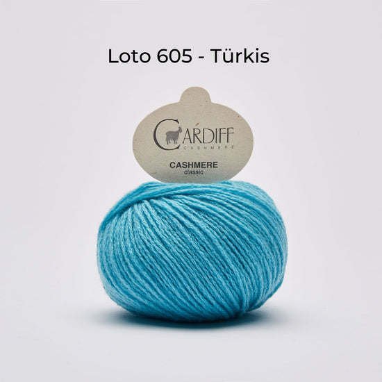 Wollknäuel Kaschmirwolle von Cardiff Cashmere Classic, Farbe Türkis 605