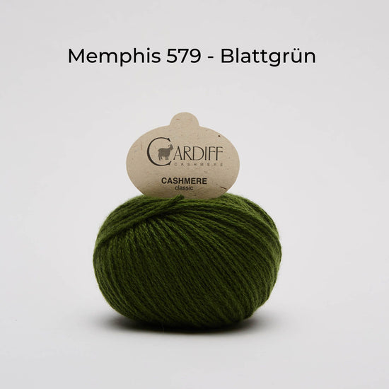 Wollknäuel Kaschmirwolle von Cardiff Cashmere Classic, Farbe Blattgrün 579