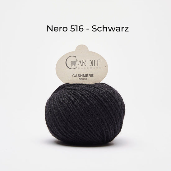 Wollknäuel Kaschmirwolle von Cardiff Cashmere Classic, Farbe Schwarz 516