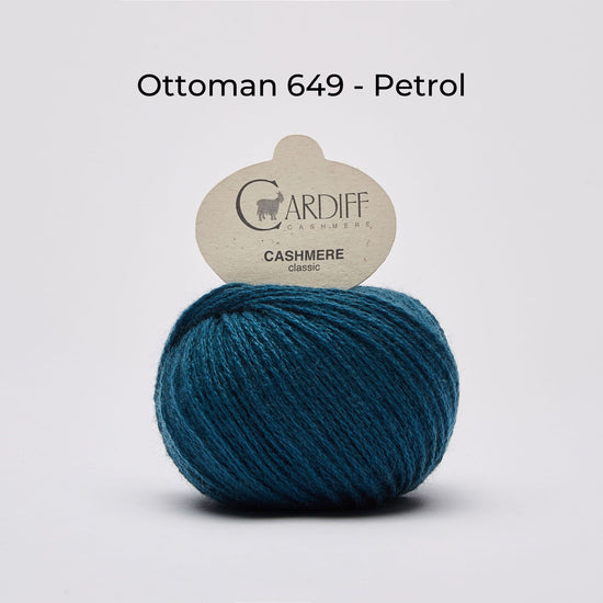 Wollknäuel Kaschmirwolle von Cardiff Cashmere Classic, Farbe Petrol 649