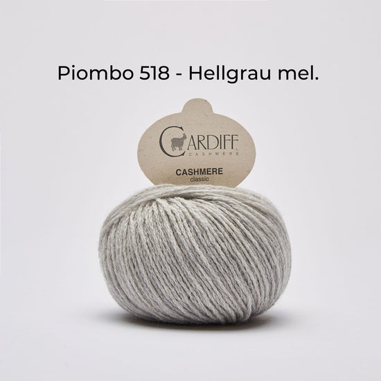 Wollknäuel Kaschmirwolle von Cardiff Cashmere Classic, Farbe Hellgrau meliert 518