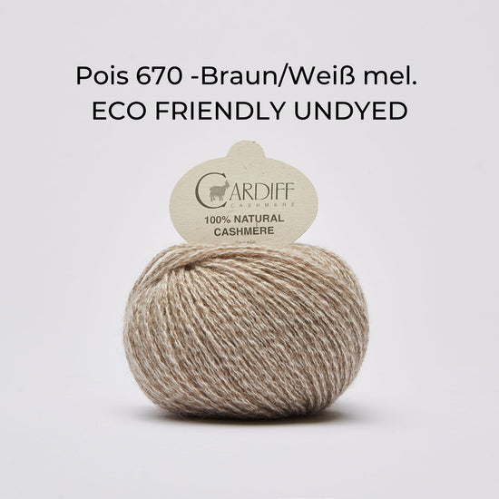Wollknäuel, Cardiff Cashmere Classic, Farbe Pois 670, beige weiß meliert