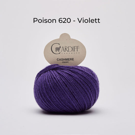 Wollknäuel, Cardiff Cashmere Classic, Farbe Violett, Poison 620