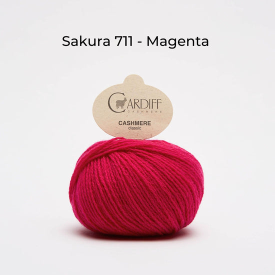 Wollknäuel, Cardiff Cashmere Classic, Farbe Magenta, Sakura 711