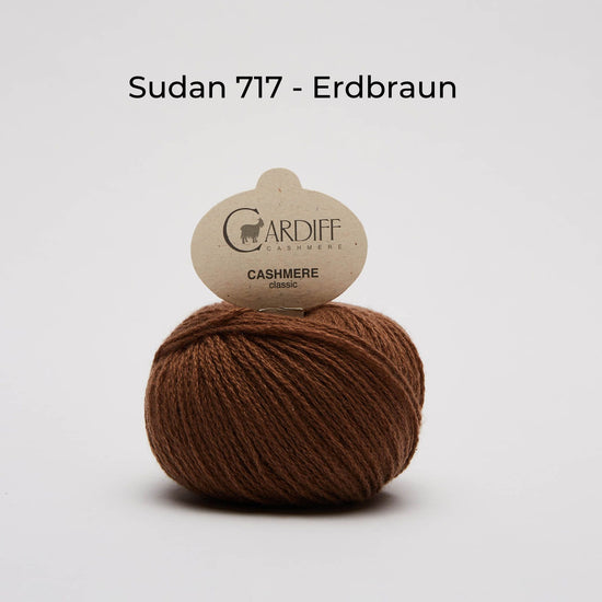 Wollknäuel Kaschmirwolle von Cardiff Cashmere Classic, Farbe Erdbraun 717
