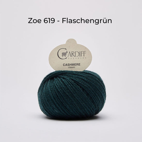 Wollknäuel Kaschmirwolle von Cardiff Cashmere Classic, Farbe Flaschengrün 619