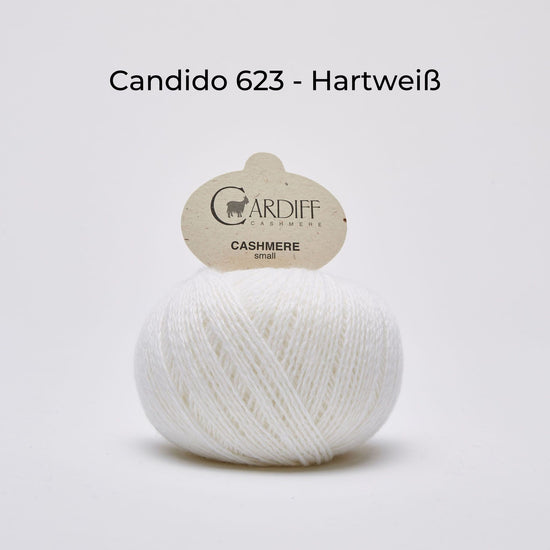 Wollknäuel Kaschmirwolle von Cardiff, Small, Farbe Hartweiß, Candido 623