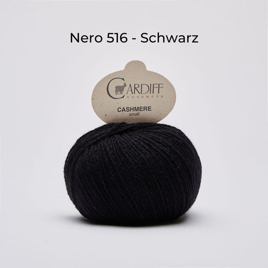 Wollknäuel Kaschmirwolle von Cardiff, Small, Farbe Schwarz, Nero 516