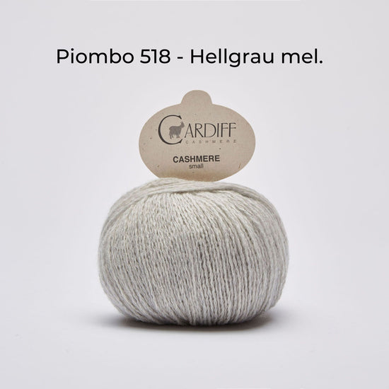 Wollknäuel Kaschmirwolle von Cardiff, Small, Farbe Hellgrau, Piombo 518