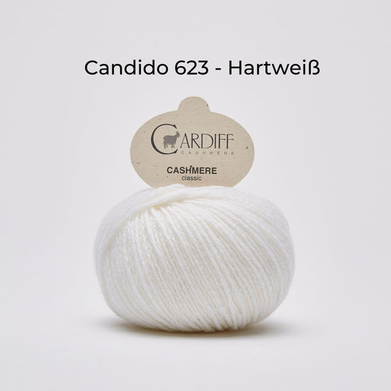 Wollknäuel, Cardiff Cashmere Classic, Farbe Candido 623, hartweiß