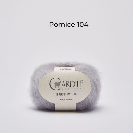 Wollknäuel, 100 % Kaschmirwolle gebürstet, stark flauschiges Garn, Cardiff  Brushmere , Farbe Pomice 104, Silbergrau