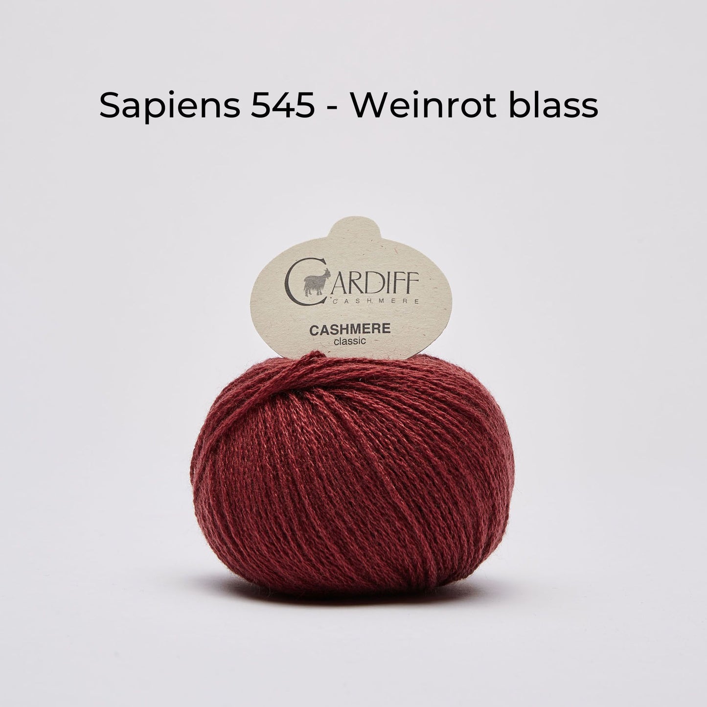 Wollknäuel, Cardiff Cashmere Classic, Farbe Sapiens 545, blasses Weinrot