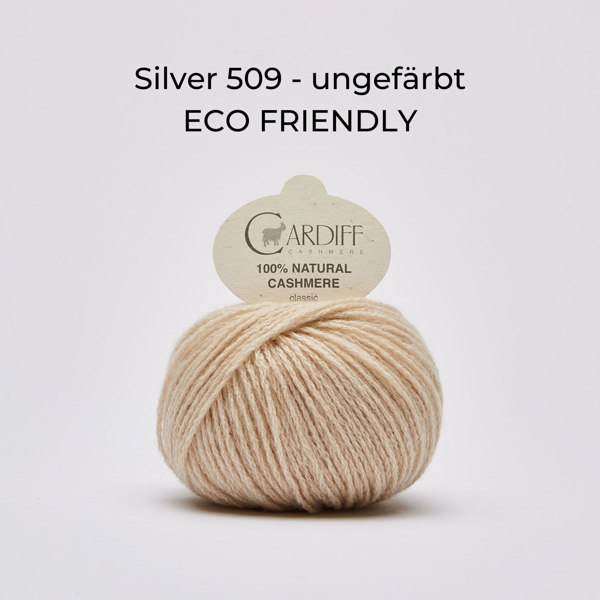 Wollknäuel, Cardiff Cashmere Classic, Farbe Silver 509, Beige